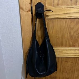 Lucky Brand cowhide Black Leather Hobo bag
